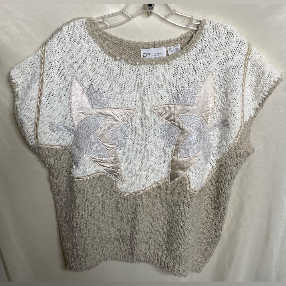 Vintage DB Sport Cap Sleeve Appliqué Sweater